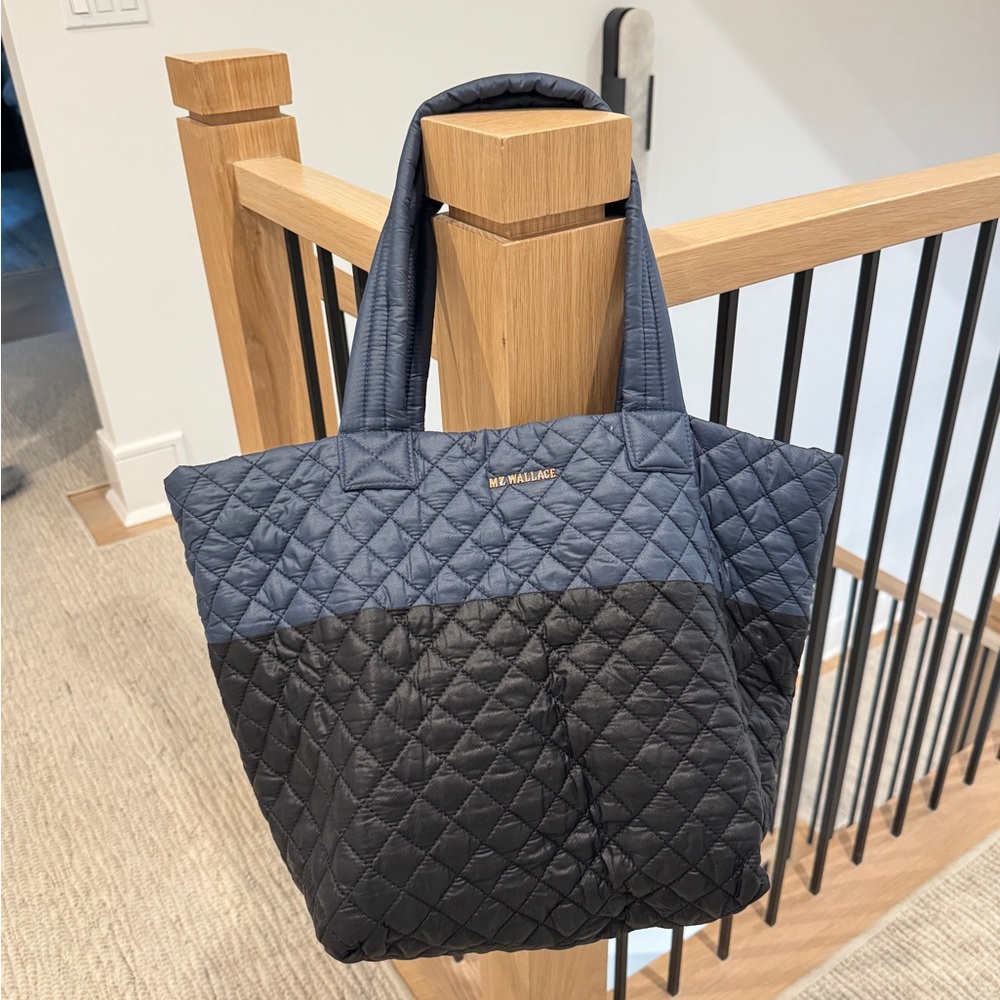 MZ Wallace Black and Blue Quilted Tote Bag